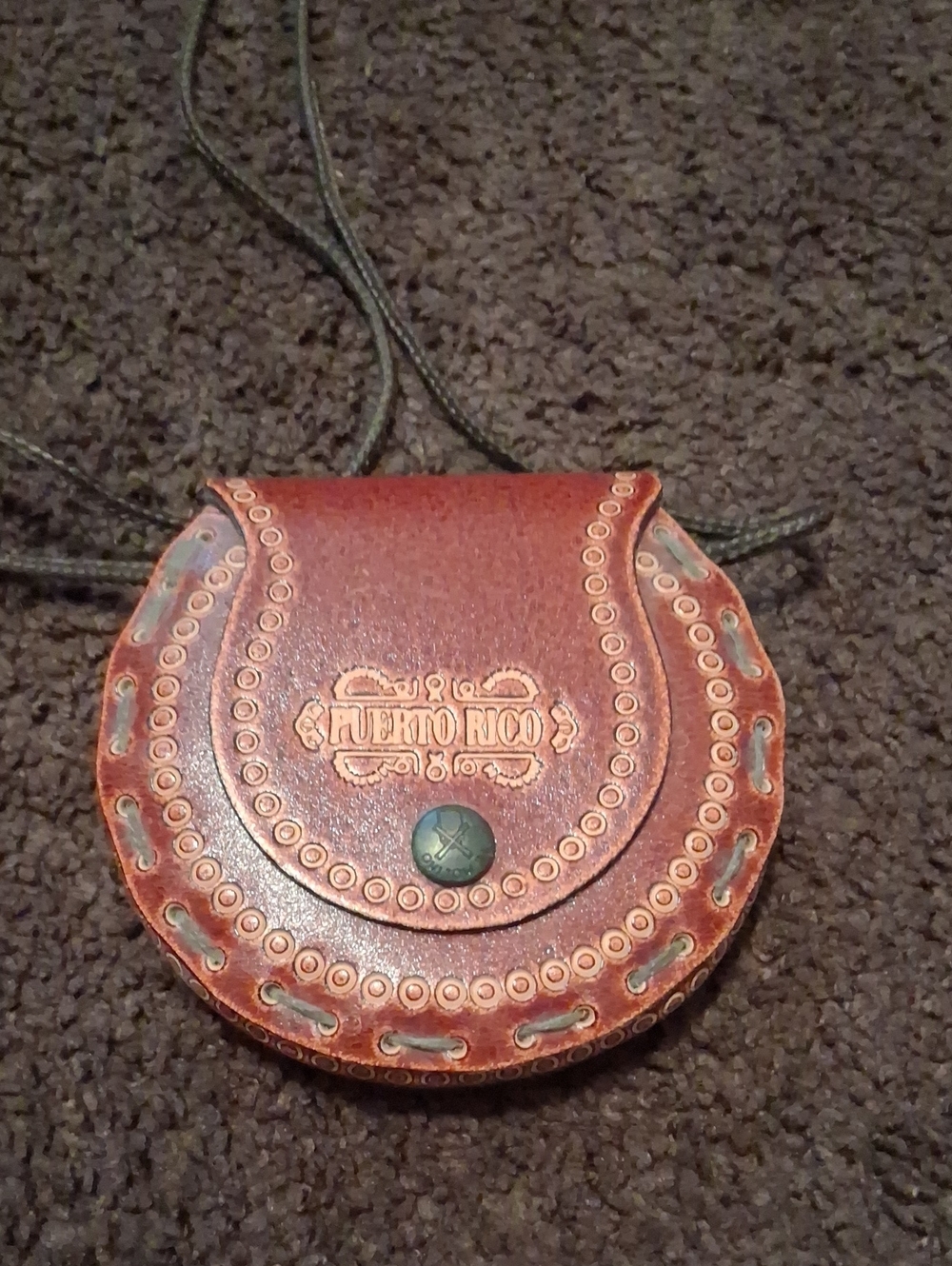 Embossed Brown Leather Crossbody Pouch